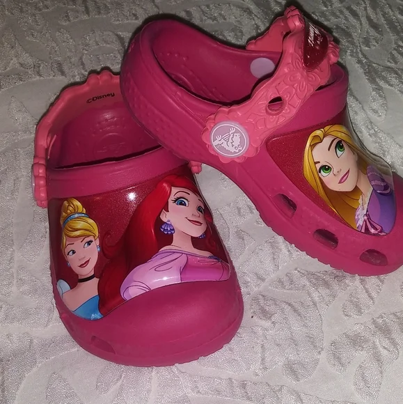 Crocs x Disney Princess Girls sz 4 - 5 Cinderella Rapunzel Pink Shoes Excellent - Picture 12 of 12
